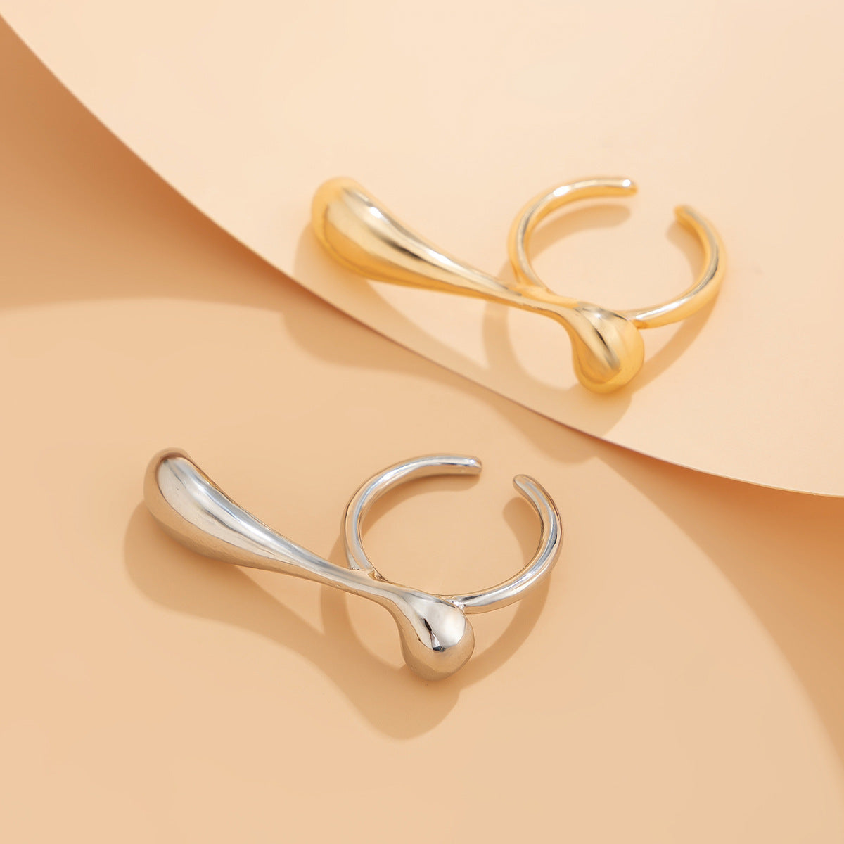 Irregular Water Drop Open Ring Fashion Texture Flower Pearl Ring