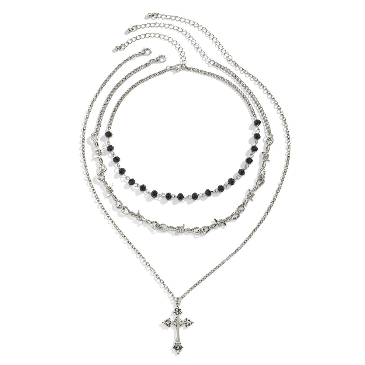 Hip hop necklace, cross pendant, dark collarbone chain, gothic style, sweet and cool necklace, niche