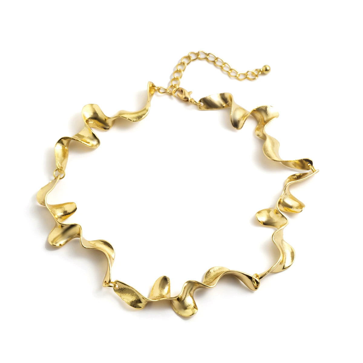 Liquid lava metal texture collar for female choker, cool and cool style, geometric twist design, necklace