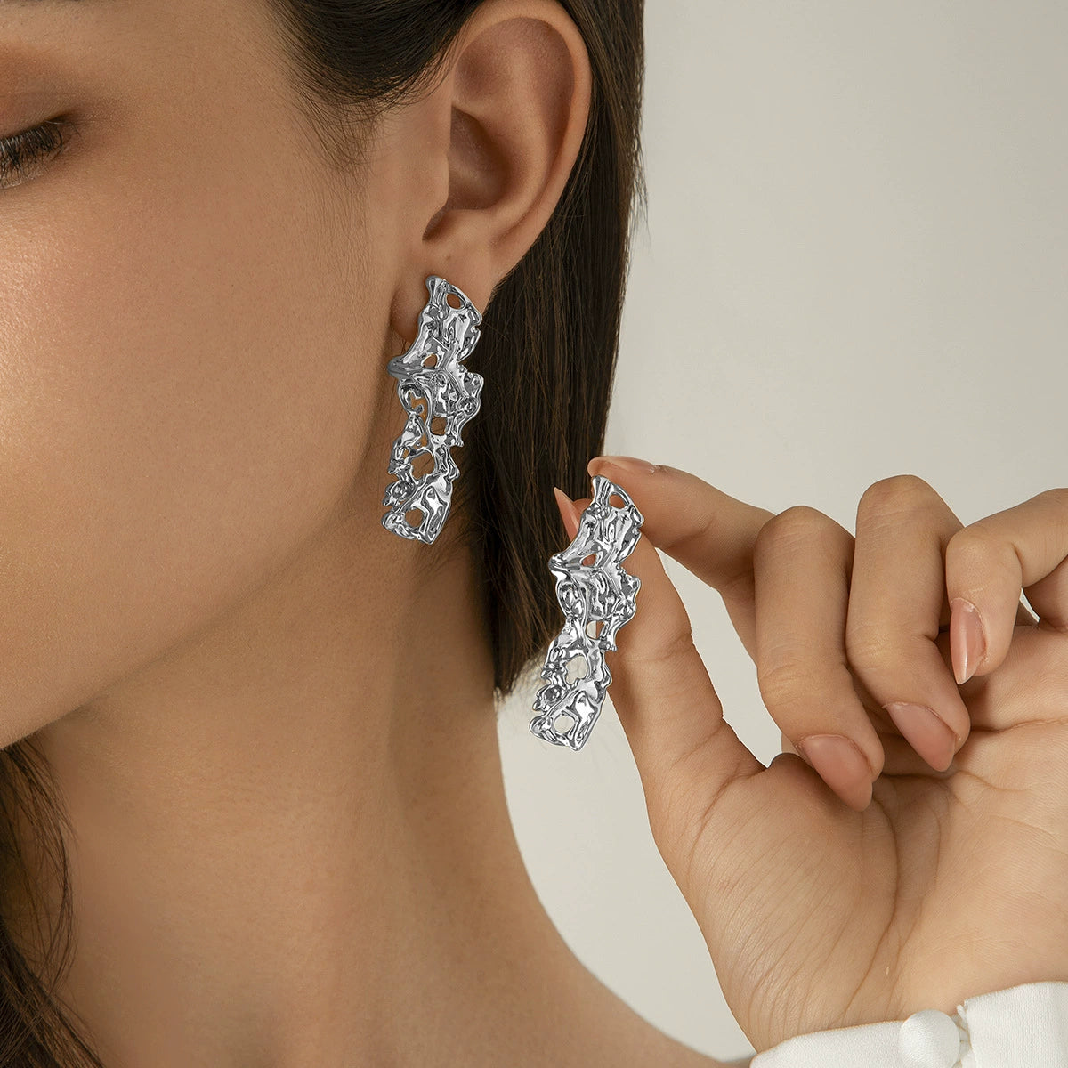 Personalized Lava Love Liquid Water Drop Earrings Business Wrinkles Irregular Geometric Earrings Earrings