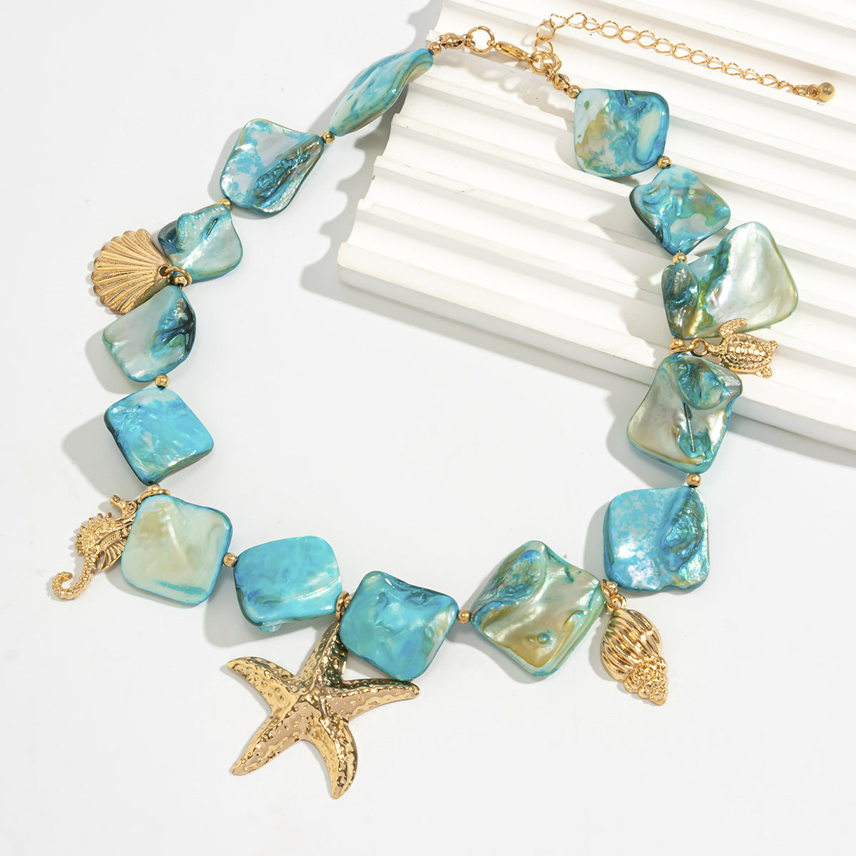 Beach vacation natural shell starfish collarbone chain ocean wind starfish versatile set necklace