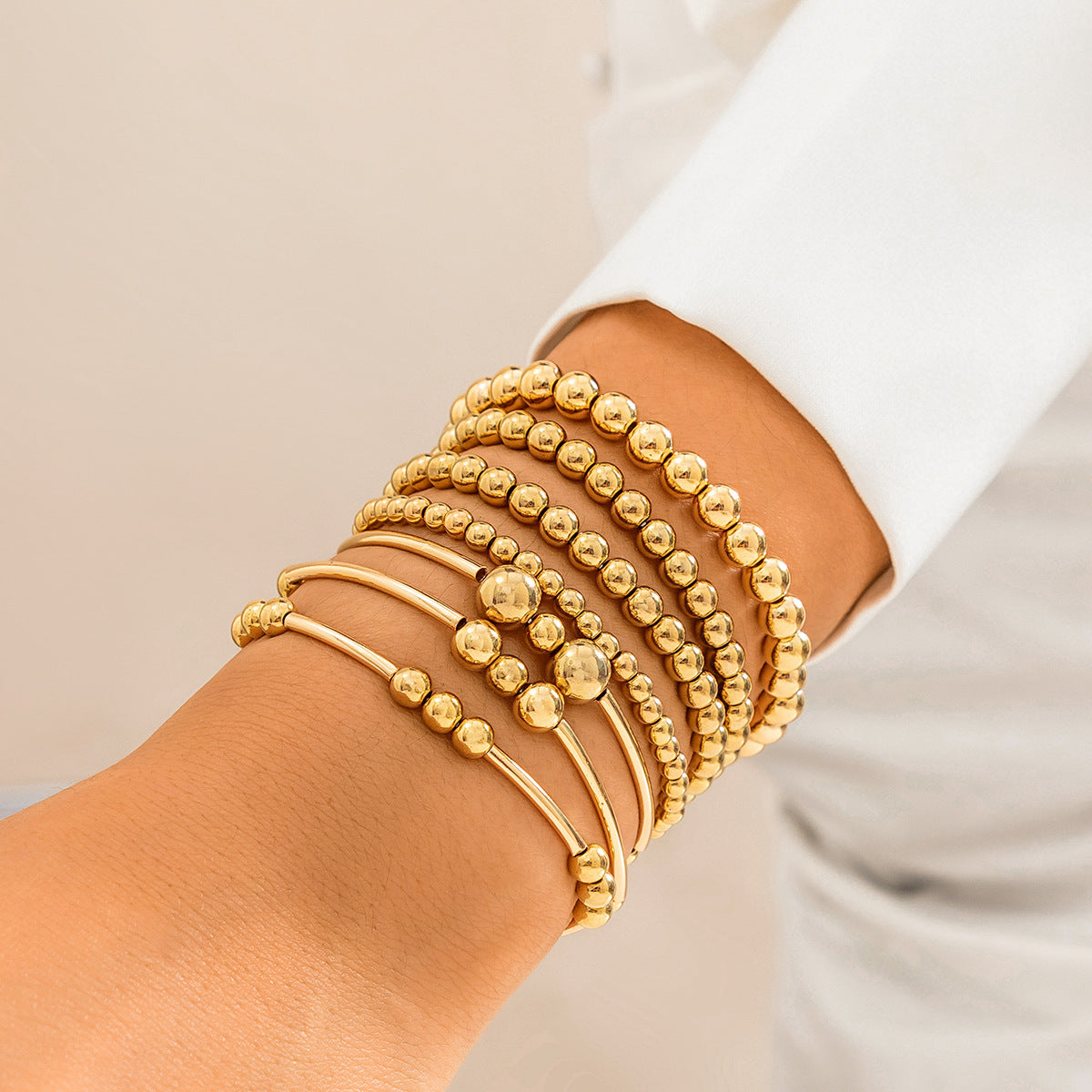 Niche Design Pendant Metal Style Bracelet Sweet Cool Bead Stacked Bracelet