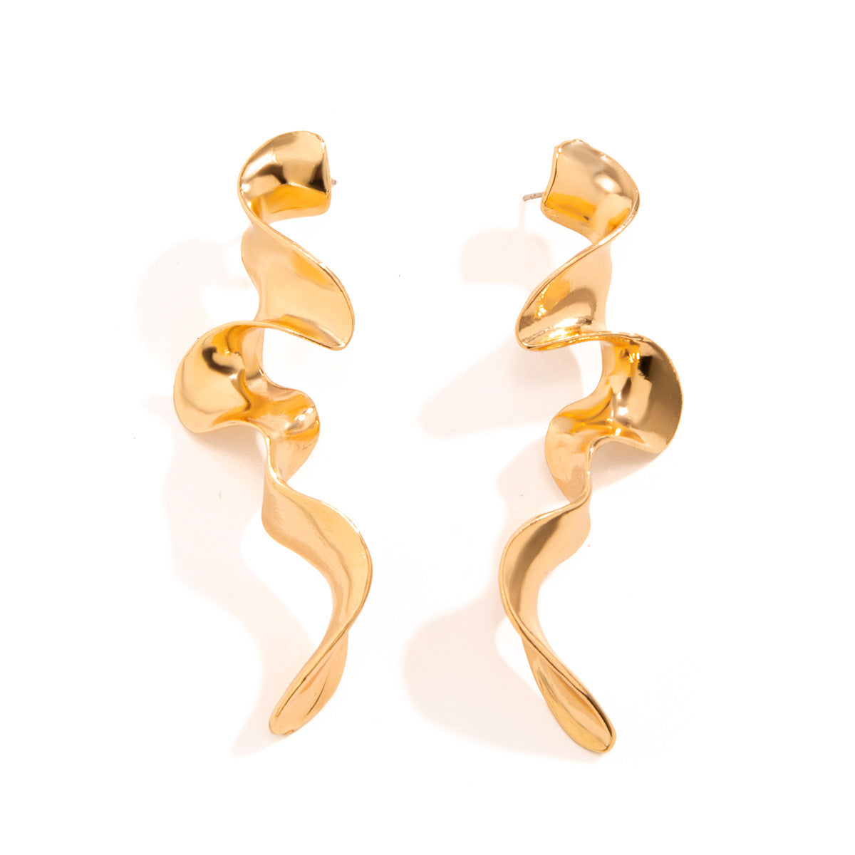 Exaggerated French geometric fashion round metal earrings with simple irregular texture earrings, niche