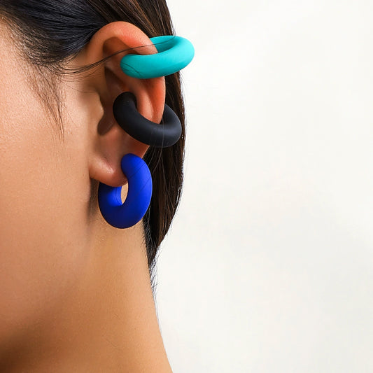 Simple C-shaped ear hole free colored single ear bone clip with versatile temperament and smooth opening ear clip