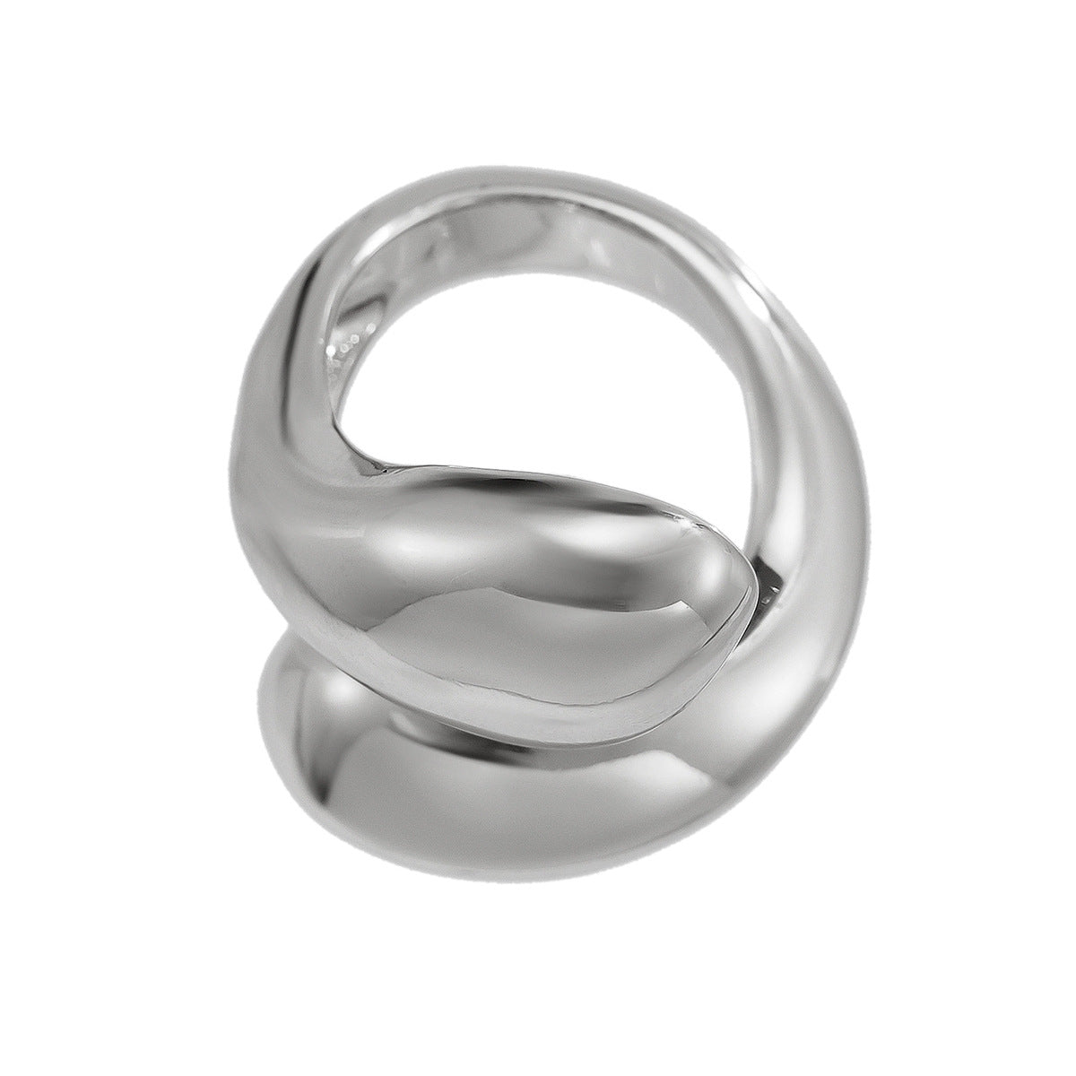Hip hop style oversized irregular smooth twisted ring, droplet alloy pleated ring