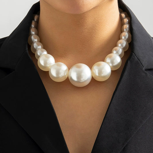 Cool style retro bead chain necklace, ethnic imitation pearl, niche design necklace