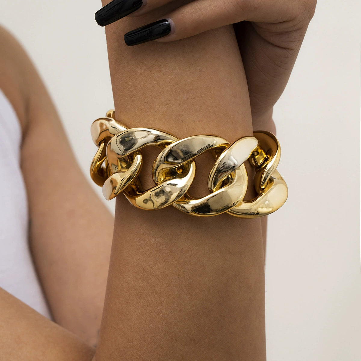 Punk hip-hop trendy cool Fried Dough Twists thick chain bracelet personality exaggerated simple geometry