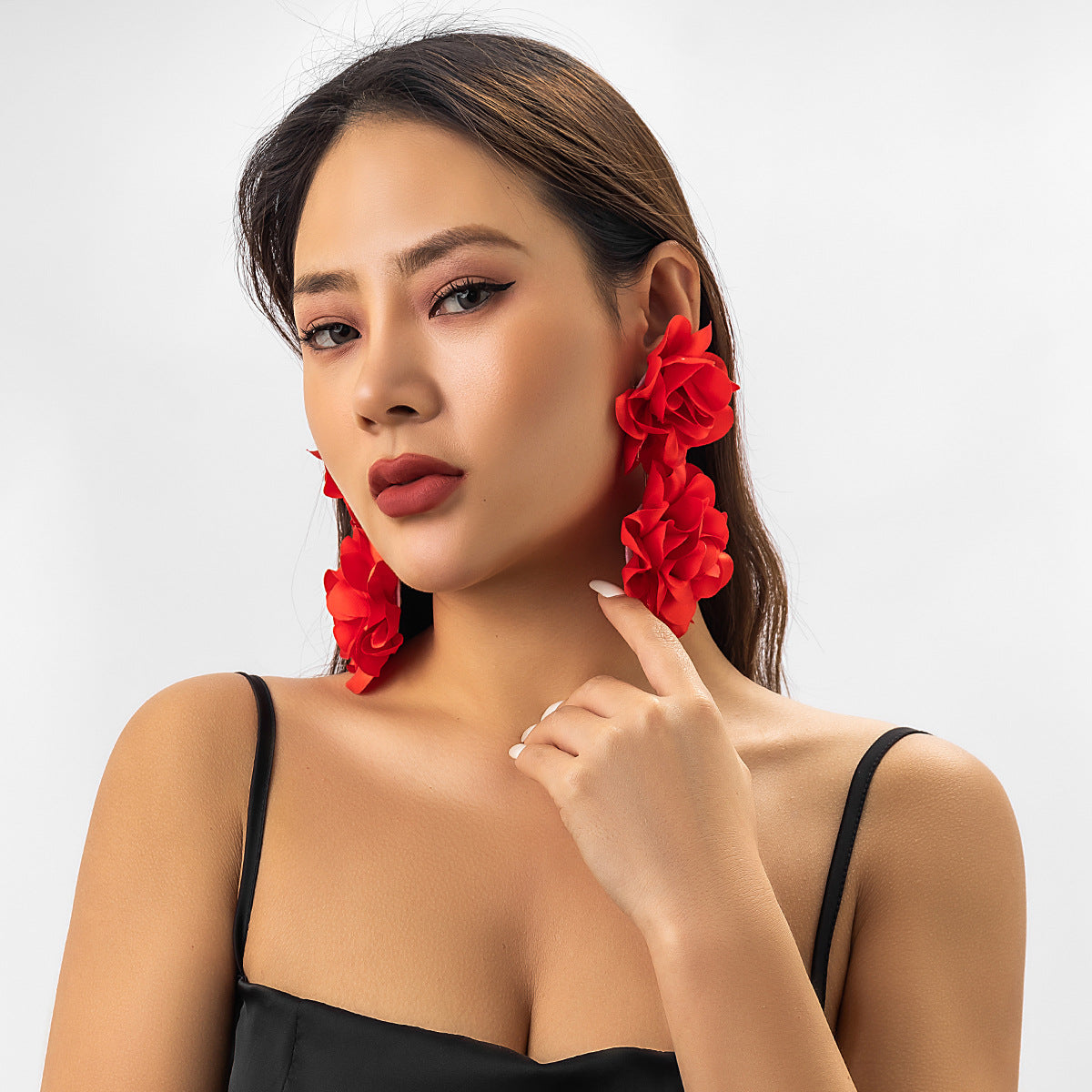 Colorful tassel flower single ear clip elf without ear hole flower simple ear hook earring
