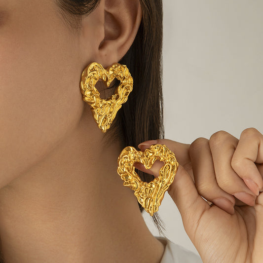 Personalized Lava heart-shaped Liquid Water Drop Earrings Business Wrinkles Irregular Geometric Earrings Earrings