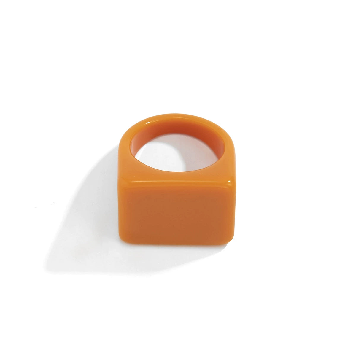 Creative Geometric Colored Square Wide Edge Ring, Simple and Fashionable Colored cute Resin Solid Ring