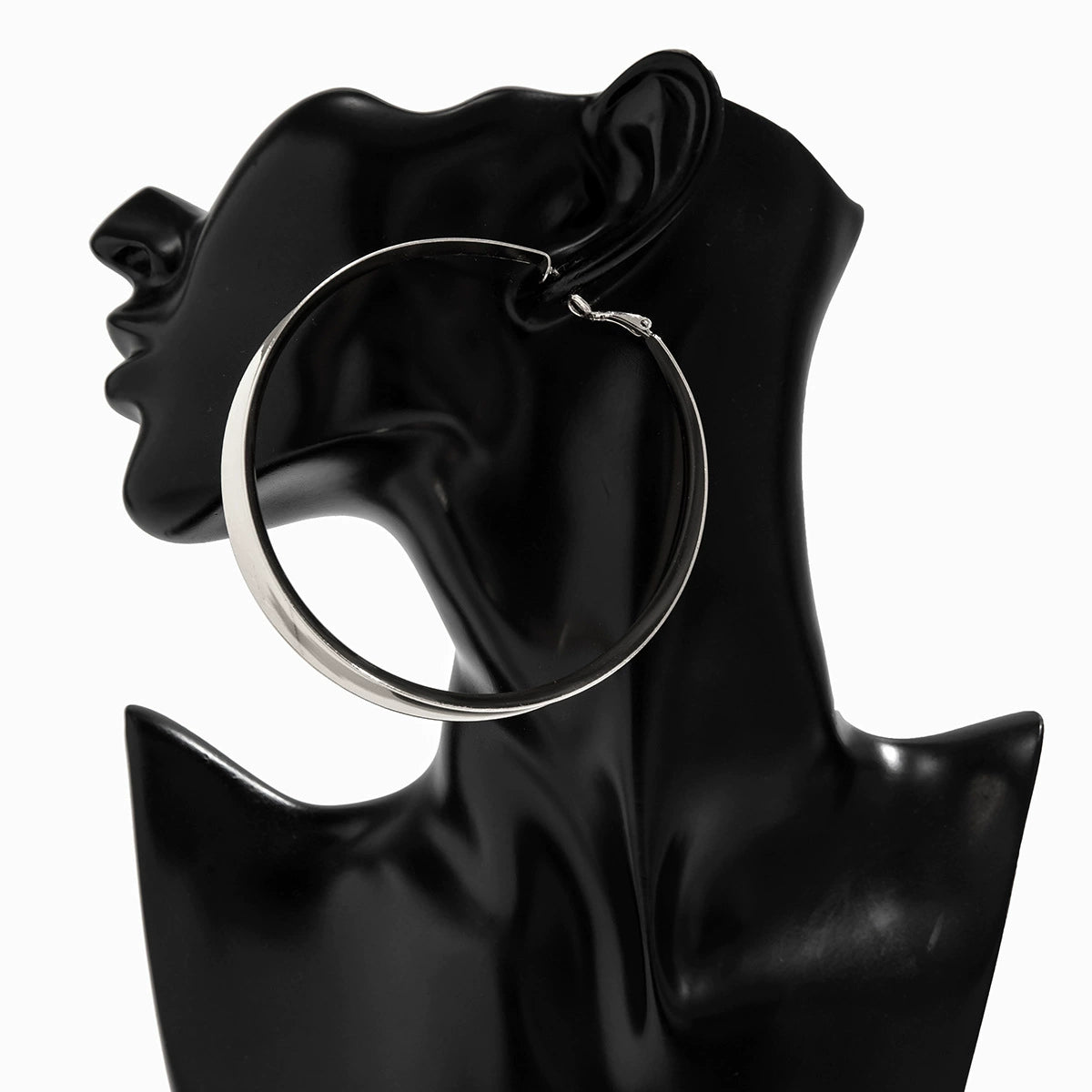 14K Exaggerated metal large circle earrings for women's fashion show, geometric hollow out bright surface earrings