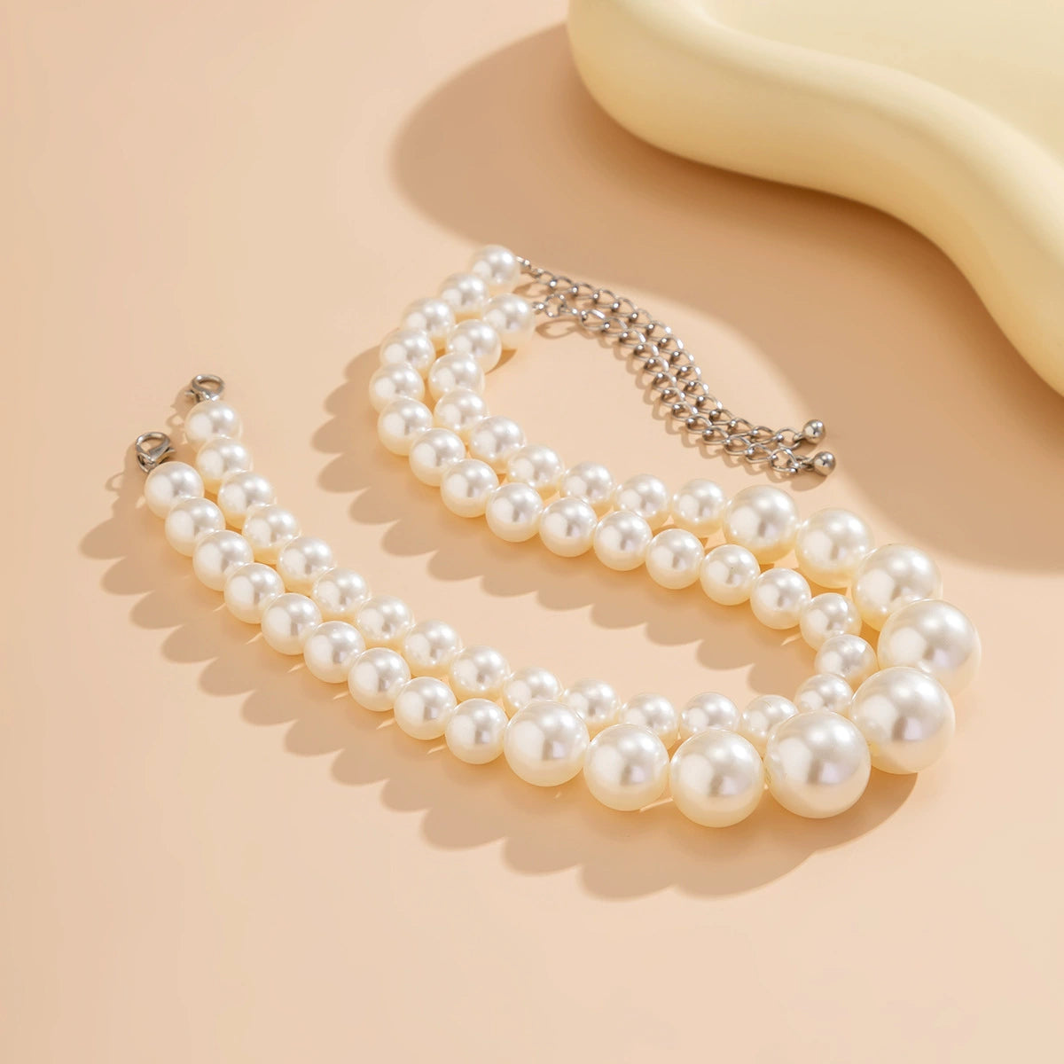 Exaggerated pearl temperament choker versatile collarbone chain multi-layer bead necklace for women