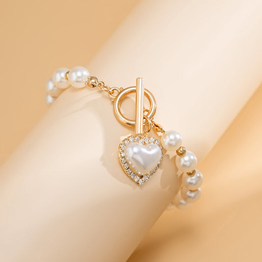 Exaggerated pearl temperament versatile collarbone chain multi-layer bead bracelet for women
