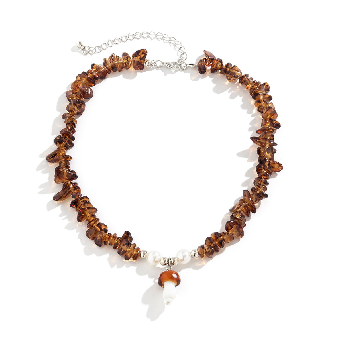 Hot girl style dopamine  mushroom sun necklace with colorful irregular gravel collarbone necklace