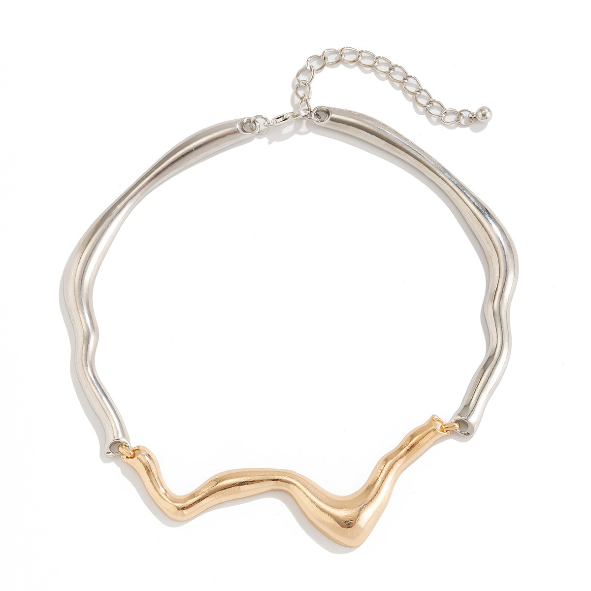 Liquid lava metal texture collar for female choker, cool and cool style, geometric twist design, necklace