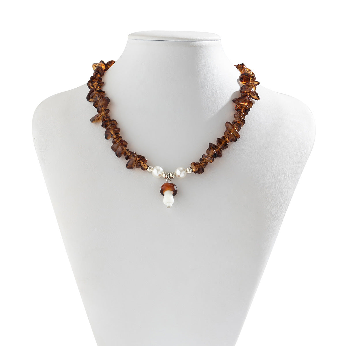 Hot girl style dopamine  mushroom sun necklace with colorful irregular gravel collarbone necklace
