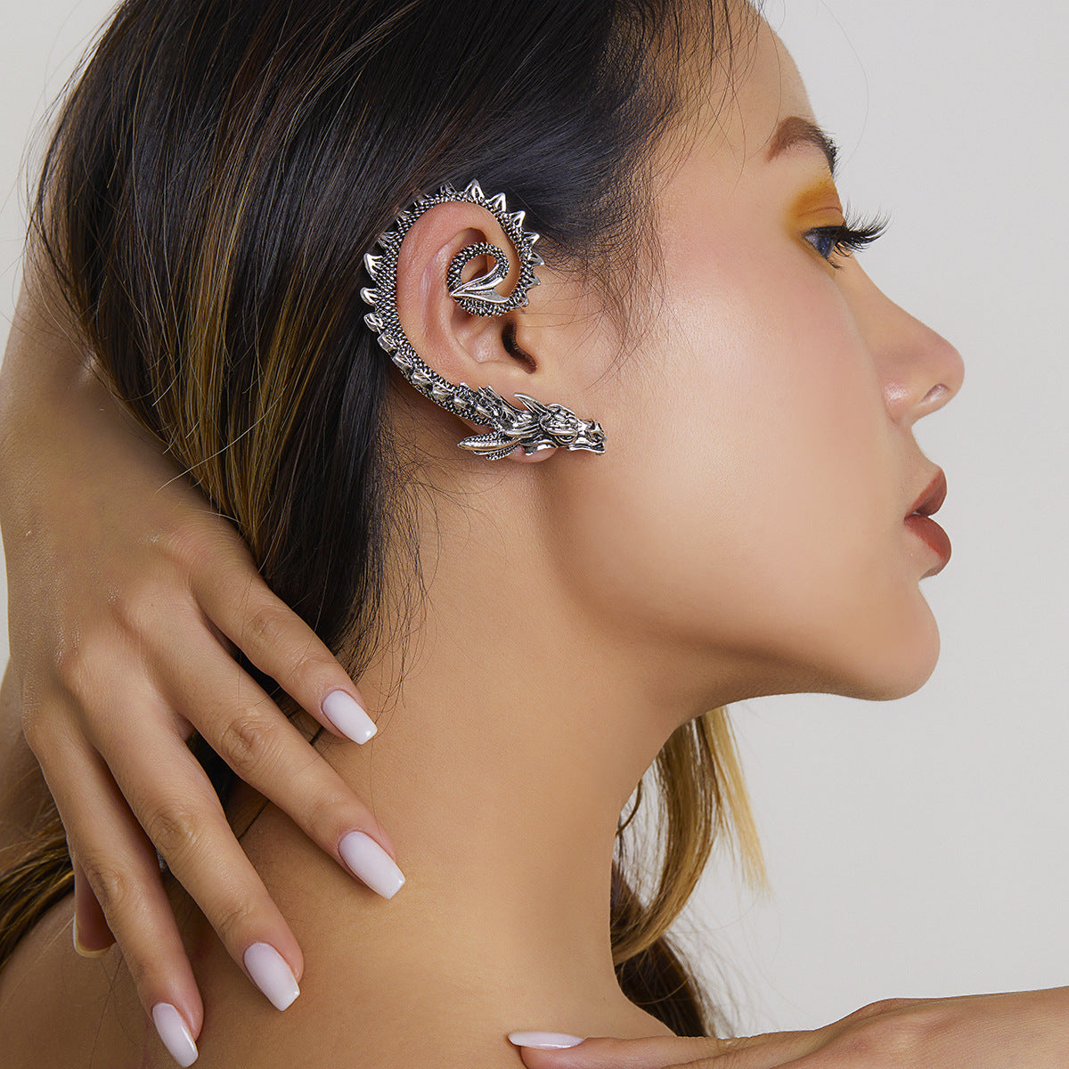 Design sense, personality, elf, no ear hole, ear hook, water drill, ear bone clip, trendy woman